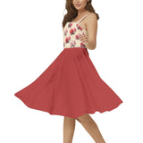 Sleeveless Square Neck Flare Hem Midi Dress