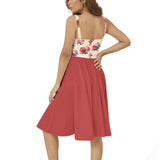 Sleeveless Square Neck Flare Hem Midi Dress