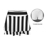 square diamond print 2 High Waist Layered Ruffle Pockets Sports Skirt