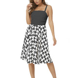 Sleeveless Square Neck Flare Hem Midi Dress