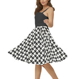 Sleeveless Square Neck Flare Hem Midi Dress