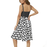Sleeveless Square Neck Flare Hem Midi Dress