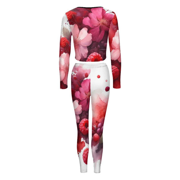 Women&#039;s V-neck Long Sleeve Yoga Set V neck sweatshirt set