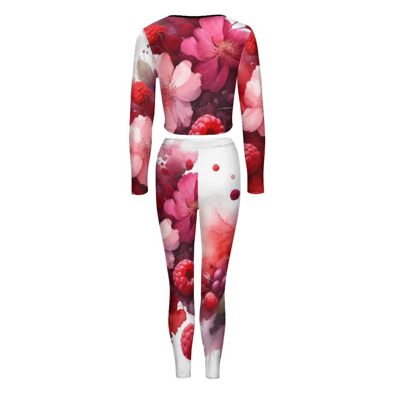 Women&#039;s V-neck Long Sleeve Yoga Set V neck sweatshirt set