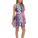 Ruffle Hem Belted Halter Dress