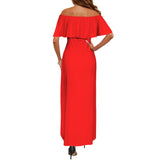 Fiery Phaze Off Shoulder Ruffle Boat Neck Dress