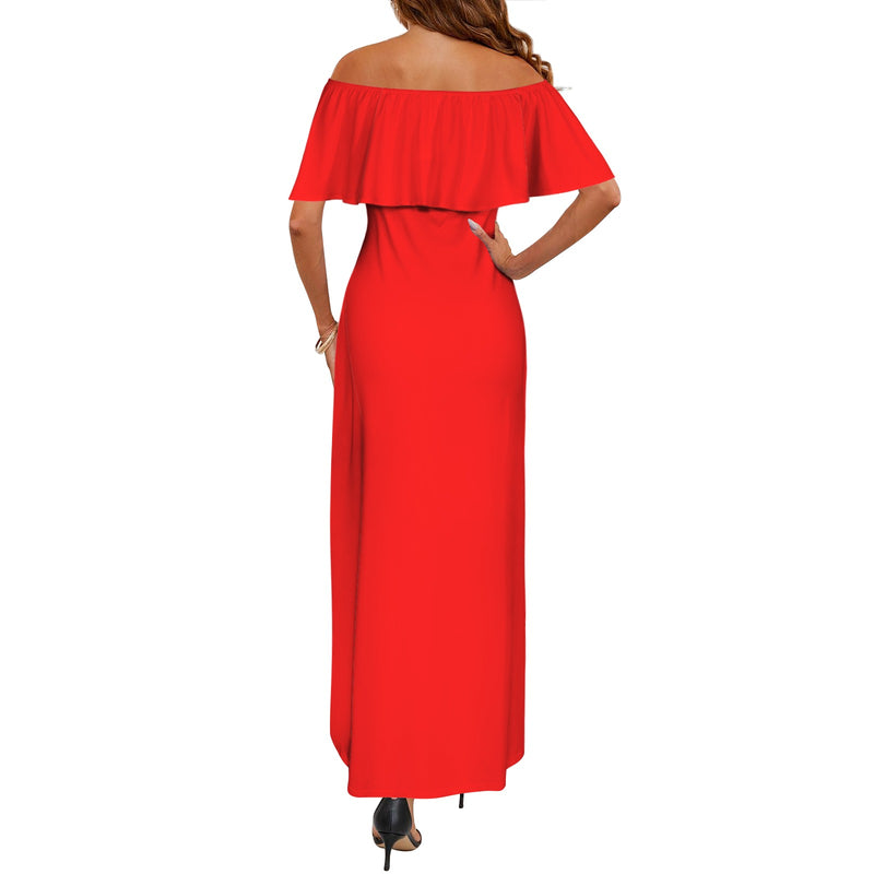 Fiery Phaze Off Shoulder Ruffle Boat Neck Dress