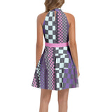 Ruffle Hem Belted Halter Dress