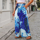 5blue wave7 Elastic Waist Tether Pockets Wide Leg Pants