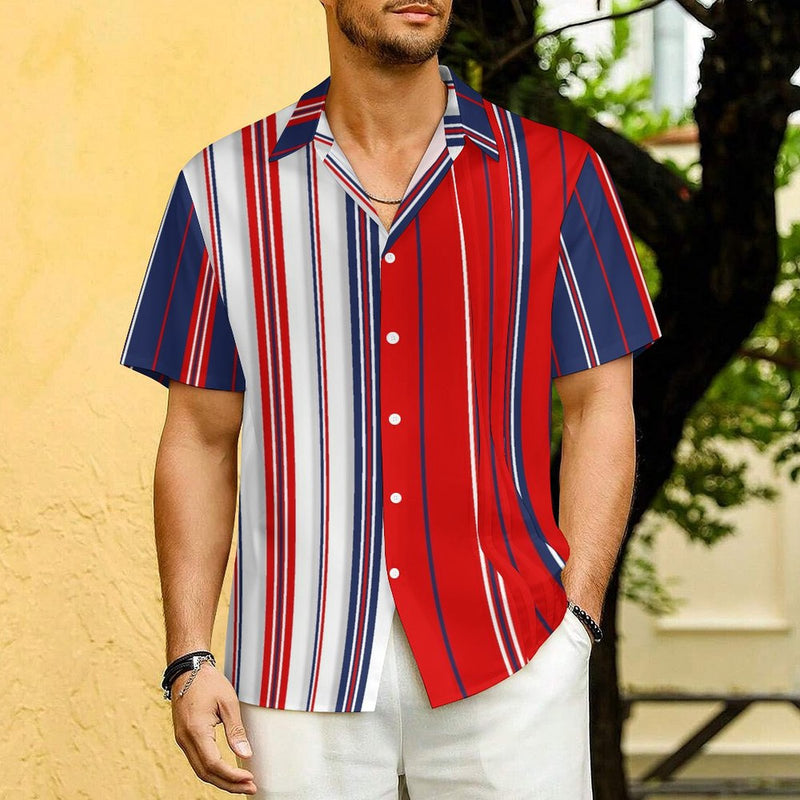 Americana Men's Lapel Collar Folds Design Shirt