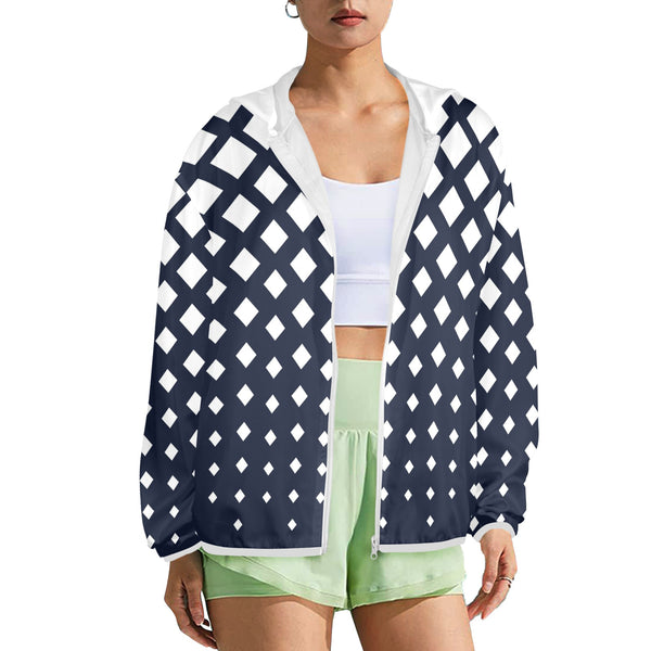 white solid print addsart Women's Lightweight Sun Protection Hoodie (Model H62)