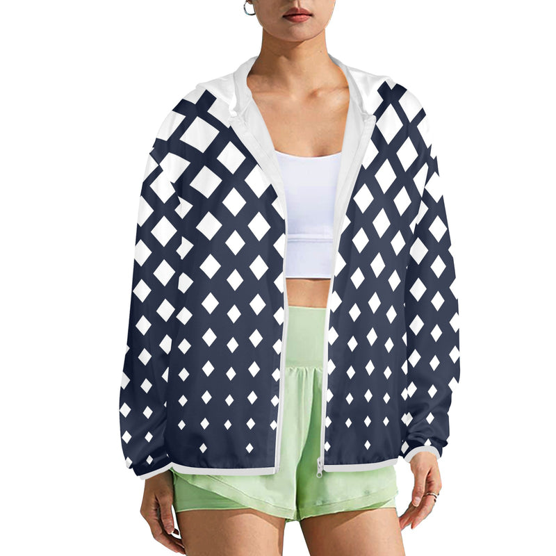 white solid print addsart Women's Lightweight Sun Protection Hoodie (Model H62)