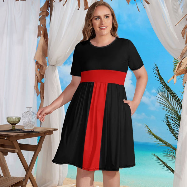 Short-Sleeve Swing Dress with Pockets (NZ034) dress