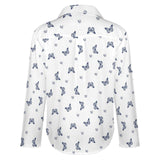 Long Sleeve Blouse (B648) Cropped hem shirt