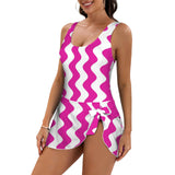 fuchsia solid print 2A Women's One Piece Skirted Swimsuit (Model S54)