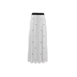 heart accent stripe accent print High Slit Long Beach Dress (Model S40)