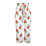 apples swimwear print Strappy Elastic Waist Wide Leg Pants with Pockets