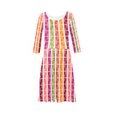 lifesaver colored print Tethys Half-Sleeve Skater Dress(Model D20)