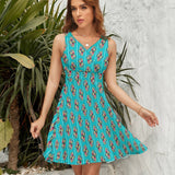 V-Neck Sleeveless Dress (NZ022)  Frocks