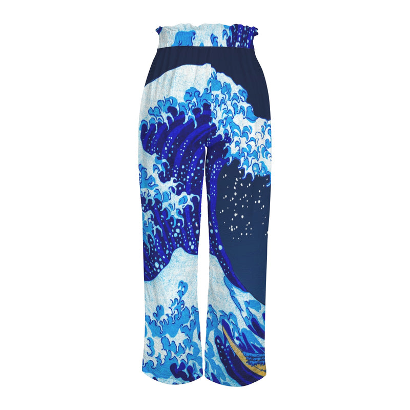 5blue wave7 Strappy Elastic Waist Wide Leg Pants with Pockets