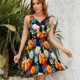 V-Neck Sleeveless Dress (NZ022)  Frocks