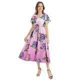 Flutter Sleeve Drawstring Waist Flared Dress