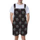 fuchsia rose emerald green greek key print 4 Unisex Shorts Suspender Jumpsuit (Model L78)