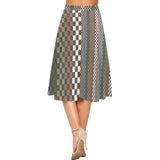 woodland checkered print Mnemosyne Women's Crepe Skirt (Model D16)