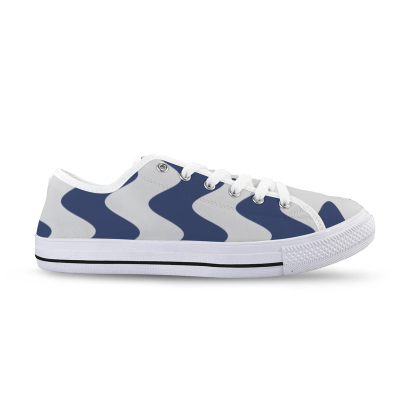 waves blue white print 2A Seattle Low Top Women's Shoes (Model 1013-6)