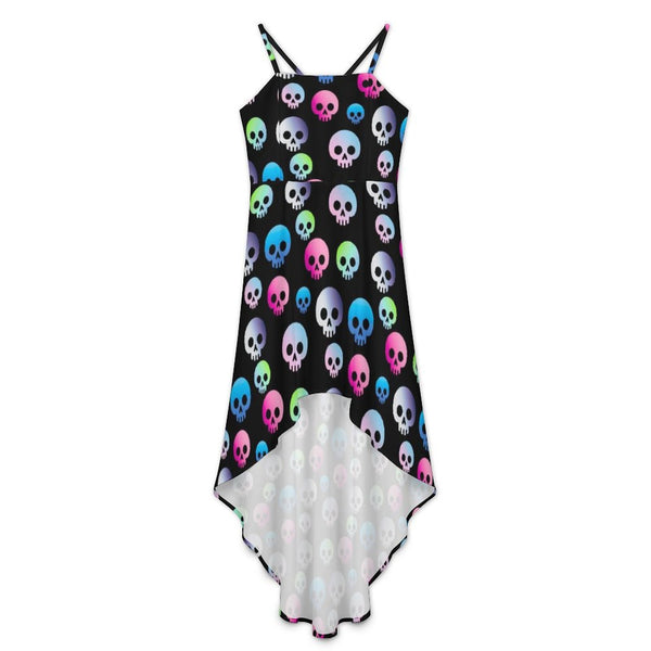 Women&#039;s High-Low Spaghetti Strap Dress Tailcoat skirt