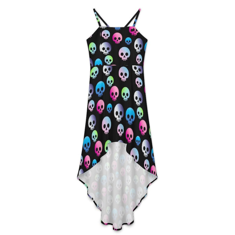 Women&#039;s High-Low Spaghetti Strap Dress Tailcoat skirt