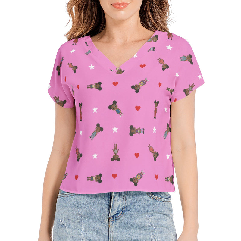 Batwing Sleeve V-Neck Top