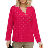 Women's Asymmetrical Neck Button-Up Shirt Long sleeved T-shirt