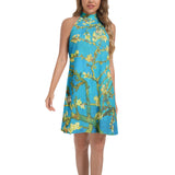 Tie Back Halter Neck Flared Dress