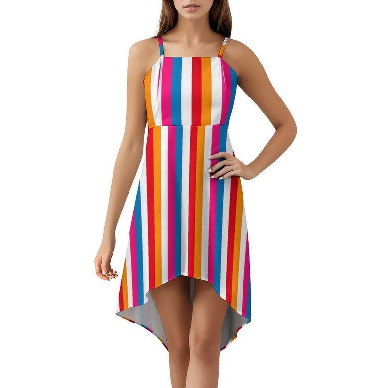 Women&#039;s High-Low Spaghetti Strap Dress Tailcoat skirt