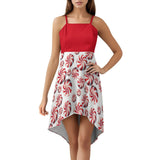 Women&#039;s High-Low Spaghetti Strap Dress Tailcoat skirt