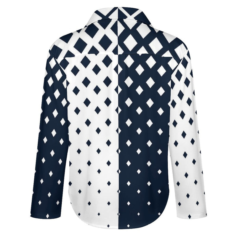 Falling Diamond Long Sleeve Cropped Hem Blouse