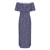 Paisley Royale Women's Off Shoulder Ruffle Boat Neck Dress (Model D71)