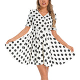 Short Sleeve Ruched Bust Flared Hem Dress