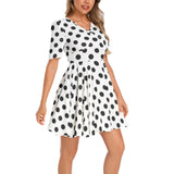 Short Sleeve Ruched Bust Flared Hem Dress