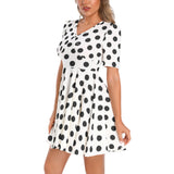 Short Sleeve Ruched Bust Flared Hem Dress