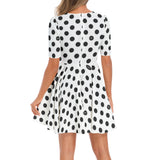 Short Sleeve Ruched Bust Flared Hem Dress