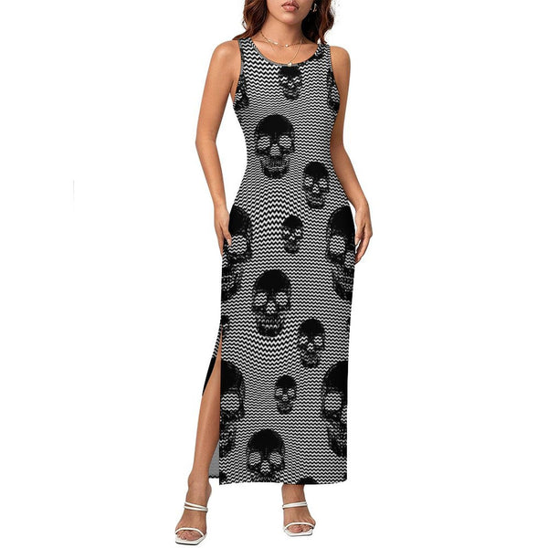 Sleeveless Bodycon Side Slit Long Dress Split cheongsam