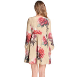 Lantern Sleeve Deep V-Neck Short Dress