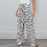 leopard print swimsuit Strappy Elastic Waist Wide Leg Pants with Pockets