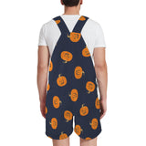 pumpkin print on black Unisex Shorts Suspender Jumpsuit (Model L78)