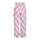 purple eclectic stripe print 2A Strappy Elastic Waist Wide Leg Pants with Pockets