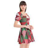 Puff Sleeve Sweetheart Neck Short Dress