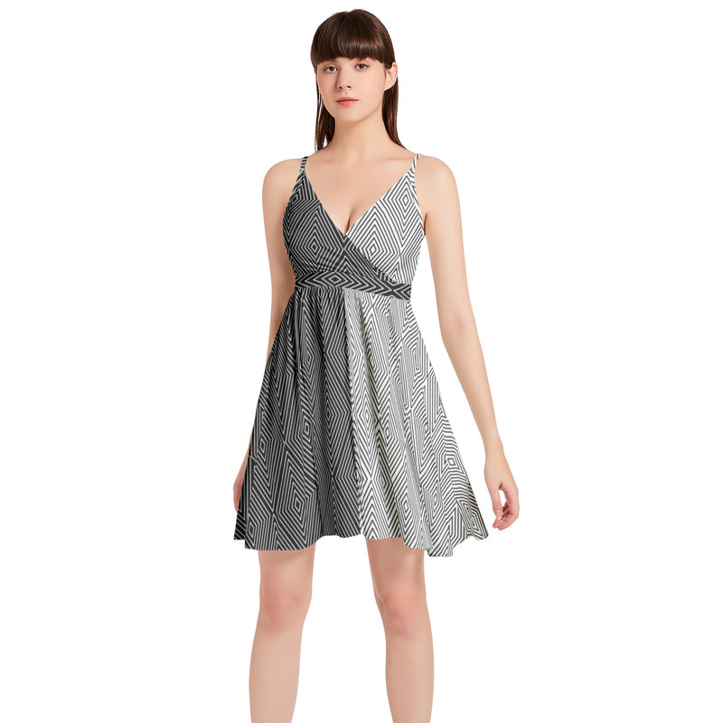 Spaghetti Strap Sleeveless Falred Hem Short Dress