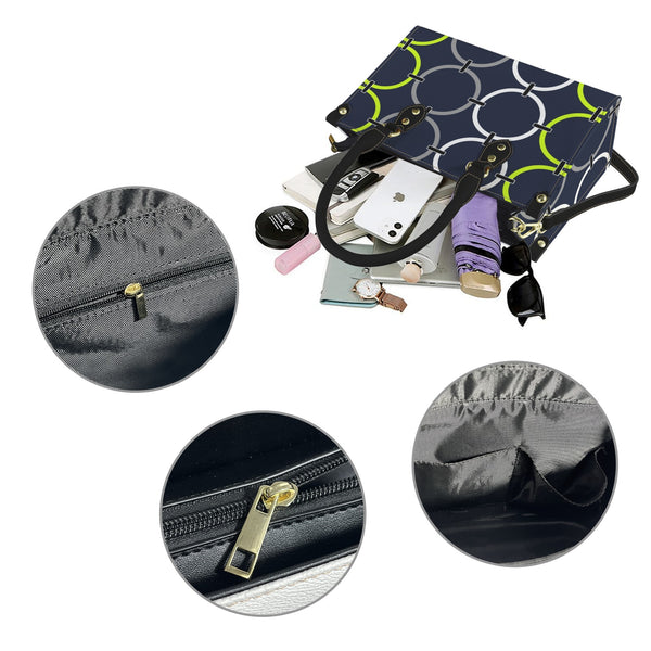 rings links print 10A PU Leather Handbag-Small (Model 1747)